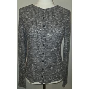 NWT S Women's Black & Gray Button Up Soft Knit Cardigan Lola Grace MSRP $44